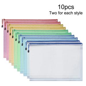 10PCS 투명 파일 가방 인쇄 저장 가방 펜 가방 파일 가방 A4 메쉬 가방 지퍼 가방 파일 정보 가방