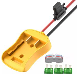 스위치 퓨즈 및 와이어 터미널이있는 Dewalt 20V 배터리 어댑터 용 파워 휠 어댑터 12AWG 와이어 DIY 타고 트럭 RC 자동차 완구