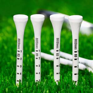 50 조각 woodiness 골프 학위 스케일 티 83mm 마찰 감소 사이드 스핀 골프 티 흰색과 검정색 조절 가능한 깊이