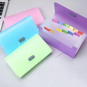 1PC 13 셀 A6 미니 매는 밧줄 오르간 가방 사무실 파일 보관 캔디 컬러 티켓 폴더 투명 폴더