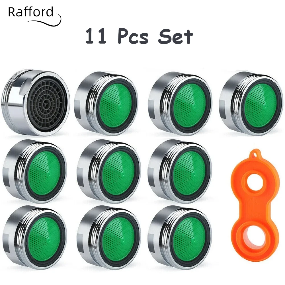 Rafford 11Pc 세트 물 절약 수도꼭지 통풍기 교체 가능한 필터 혼합 노즐 M24 24mm 스레드 욕실 수도꼭지 버블 러 액세서리