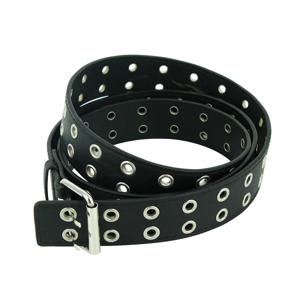 패션 여성 펑크 체인 벨트 조정 가능한 블랙 DoubleSingle Eyelet Grommet 금속 버클 가죽 남성 허리띠 청바지