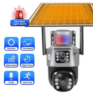 4G 태양열 카메라 2 렌즈 CCTV 카메라 4K 8MP HD 야간 Vsion 무선 WiFi 카메라 야외 보안 보호 스마트 홈 IP 카메라