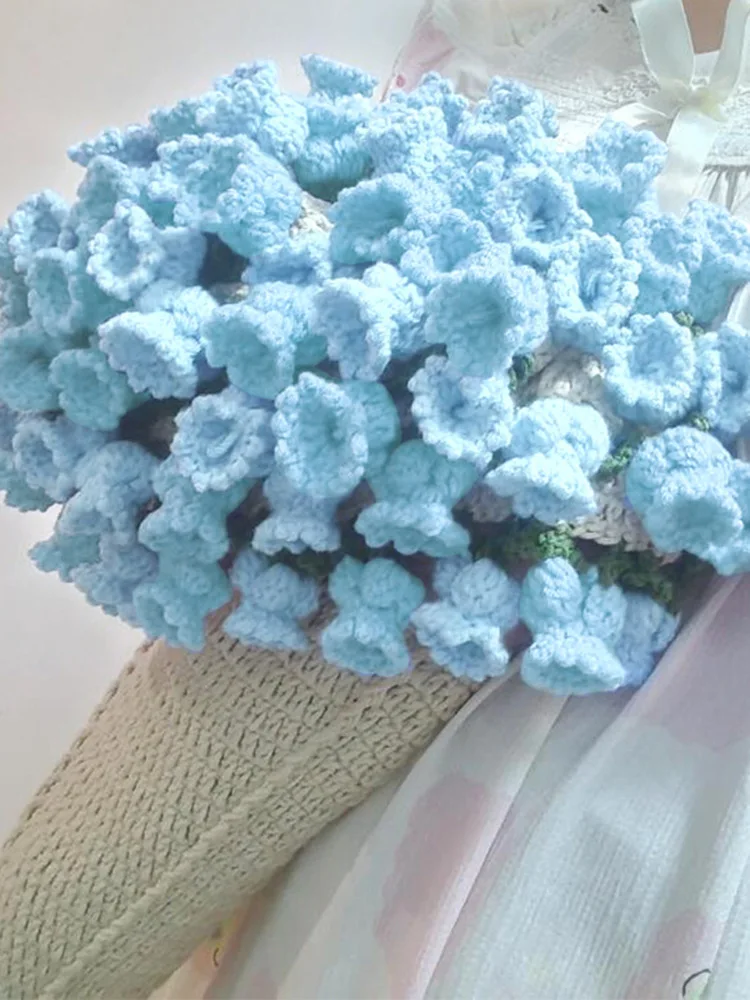 크로 셰 뜨개질 꽃 꽃다발을위한 손으로 만들어진 도라지 담요 원사 재료 키트 DIY 모직 담요 장미 원사 선물 후크 꽃