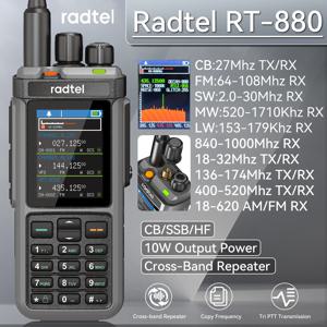 Radtel RT-880 10w 멀티 밴드 햄 라디오 HF UHF VHF, AM USB LSB CW CB LW MW SW SSB, 1024 채널, 크로스 밴드 리피어