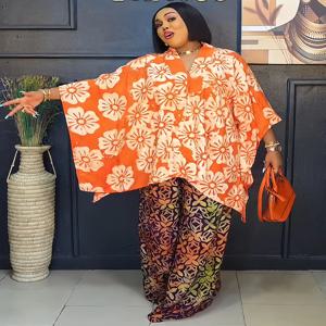 여성을위한 2 2 조각 세트 v 넥 옷 아프리카 프린트 드레스 휴가 복장 2025 탑 바지 세트 Dashiki Ankara Turkey Dames