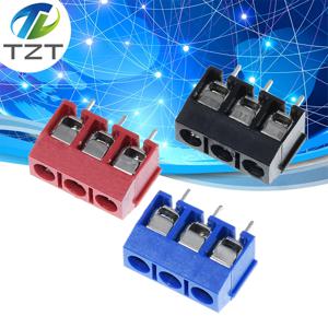 10PCS KF301- 3P 나사 5.0mm 터미널 블록 3 핀 접합 가능 터미널 블록 커넥터 검정색 빨간색 및 파란색