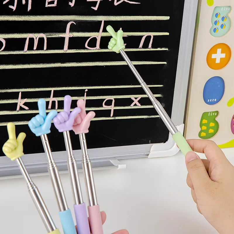 개폐식 단순 교사를위한 귀여운 포인터 젤리 컬러 귀여운 스테인레스 스틸 텔레스코픽 N 스테인레스 스틸 손가락 손 포인터