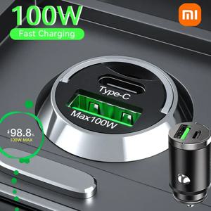 샤오미 100W 차량용 충전기 라이터 PD 고속 충전, 아이폰 QC3.0 미니 USB C 타입 미니 차량용 휴대폰 충전기, 삼성 화웨이용