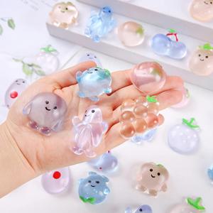 5/10PCS 어린이를위한 미니 투명 과일 떡 Squishy 스트레스 릴리프 장난감 생일 파티는 상품 게스트 선물을 선호합니다