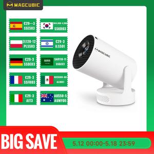 Magcubic 4K HY300 Pro + 프로젝터 내장 5W 스피커 1280*720P 안드로이드 11 8000 루멘 Wifi6 BT5.4 야외 휴대용 프로젝터