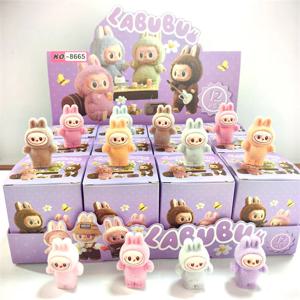새로운 뜨거운 12 개/대 미니 몰려 서 Labubu 블라인드 박스 좌석 Labubu 인형 액션 그림 펜던트 액세서리 장식