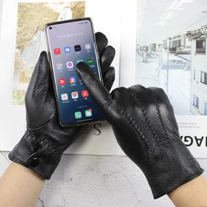 염소 가죽 사슴 가죽 장갑 남성용 가죽 새로운 얇은 양털 안감 겨울 따뜻함과 두꺼워 야외 오토바이 타기 및 운전