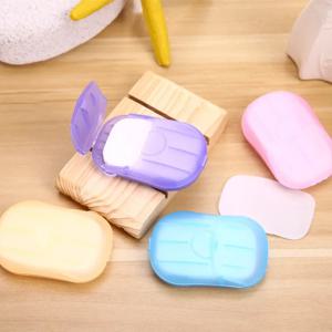 야외 여행 비누 종이 세척 손 목욕 깨끗 한 향기로운 조각 시트 20pcs 일회용 Boxe 비누 휴대용 미니 종이 비누