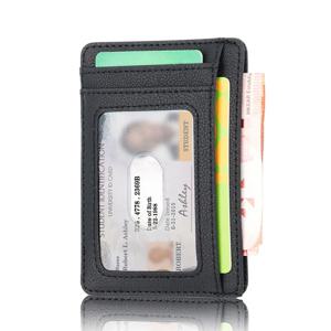 새로운 RFID 차단 남자 가죽 지갑 슬림 신용 카드 소지자 비즈니스 남성 휴대용 미니 여행 지갑 남자
