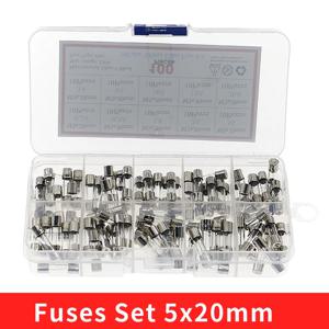 패스트 블로우 유리 퓨즈 모듬 키트, 전기 퓨즈 튜브 믹스 세트, 앰프 퓨즈, 0.2A, 0.5A, 1A, 2A, 3A, 5A, 8A, 10A, 15A, 20A, 박스 당 100 개, 5x20mm