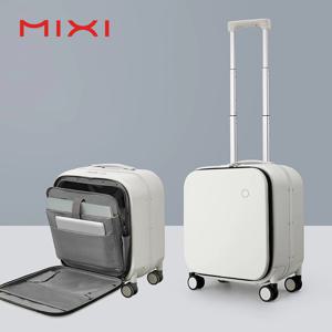 Mixi 새로운 특허 디자인 운반 가방 여성 18 인치 롤링 수하물 남성 폴리 카보네이트 알루미늄 프레임 우아한 고귀한