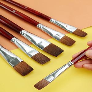 6pcs 아티스트 유화 브러쉬 세트 레벨 헤드 족제비 머리 물 페인트 브러시 아크릴 드로잉 미술 용품 ​​그림 전용