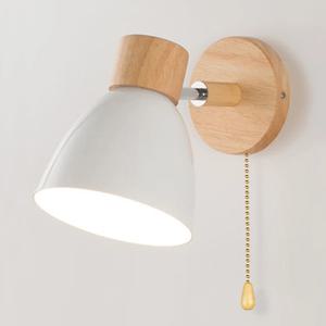 스위치와 나무 북유럽 벽 램프 침실 거실에 대 한 현대 벽 Sconce 홈 조명 마카롱 6 색 스티어링 헤드 E27