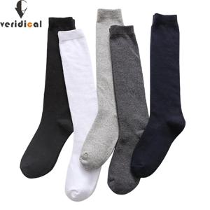 브랜드 남성용 긴 양말 캐주얼 콤비네이션 코튼 클래식 비즈니스 솔리드 양말 파티 결혼 선물 편안한 드레스 블랙 Sokken