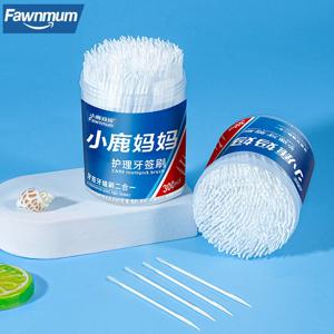 Fawnmum 300 개/대 양방향 Flosser 이쑤시개 치간 칫솔 구강 청소 껌 위생 치아 관리 스틱 일회용