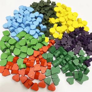 100Pcs 10mm 하트/다이아몬드/물/십자가/스타 전당포 나무 체스 맨 게임 조각 토큰 게임 부상 마크 액세서리