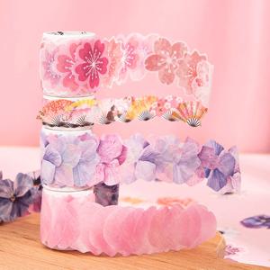 Yofun 50pcs/roll 크리 에이 티브 사쿠라 Washi 종이 스티커 테이프 꽃 장식 마스킹 Washi 테이프 선물 카드 저널 플래너 일기
