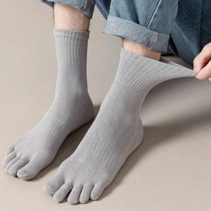 다섯 손가락 양말 분할 발가락 남성용 중간 튜브 발가락 양말 땀 흡수 다섯 손가락 통기성 비즈니스면 양말 사무실 양말
