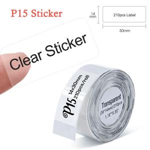 Marklife P15 투명 스티커 P15 P12 라벨링 기계 용 14mm x 30mm 열 롤 용지 Waterprood 자체 접착 라벨 테이프