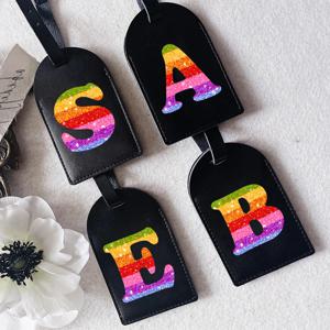 레인보우 편지 A-Z 인쇄 여행 가방 가방 여행 핸드백 라벨 태그 생일 축제 선물에 대한 가죽 수하물 태그