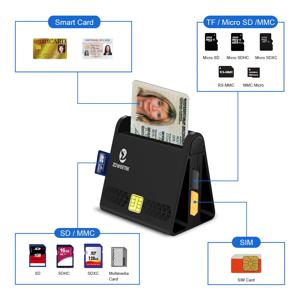 DNI CAC EMV 은행 마이크로 SD/TF 메모리 SIM ID 카드 리더기 용 새로운 Zoweetek 다기능 USB 스마트 카드 리더기