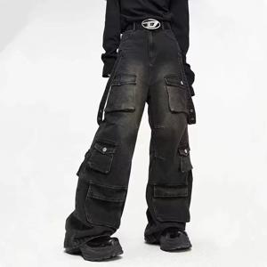 2024 Y2K streetwear 여러 포켓 헐렁한 카고 청바지 바지 남성 의류 빈티지 루즈 여성 데님 바지 Pantalon Homme