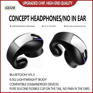 GD28 골전도 TWS 헤드폰 Bluetooth V5.3 이어 클립 마이크 소음 감소 기능이 있는 경량 비즈니스 스포츠 게임 헤드셋