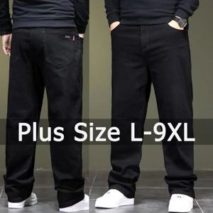 남자 검은 청바지 뚱뚱한 사람들을위한 큰 사이즈 데님 패브릭 바지 45-150kg Hombre 넓은 다리 청바지 Pantalon Homme