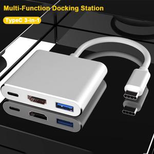 3 in 1 USB 허브 USB C-HDMI 호환 분배기 허브 Type-c-HDMI 호환 USB3.0 도킹 스테이션(Macbook Air 변환기용)
