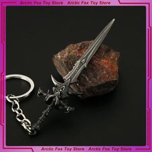 9cm 워크래프트 Frostmourne 무기 열쇠 고리 합금 칼 게임 주변 모델 금속 액션 피규어 선물 장난감 게임 소년