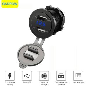 Gadpow 차량용 듀얼 USB 고속 충전기, 12V, 24V, 담배 라이터 소켓, 4.2A, 자동차 고속 충전기, 시가 잭 소켓 내장