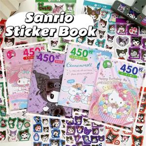 450PCS Sanrio Kuromi 멜로디 헬로 키티 스티커 책 Goo 카드 만화 Kawaii 스티커 핸드 계정 장식 소녀 선물