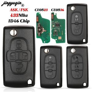 Jingyuqin 푸조 206 307 308 407 파트너, 시트로엥 C4 C5 C3 Berlingo Xsara 플립 원격 키 ASK FSK 433MHz CE0523 36, 2 3B