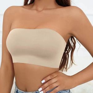 섹시한 원활한 Strapless 튜브 탑 브래지어 여성 하프 컵 울트라 얇은 실리콘 미끄럼 방지 속옷 오프 숄더 드레스 란제리