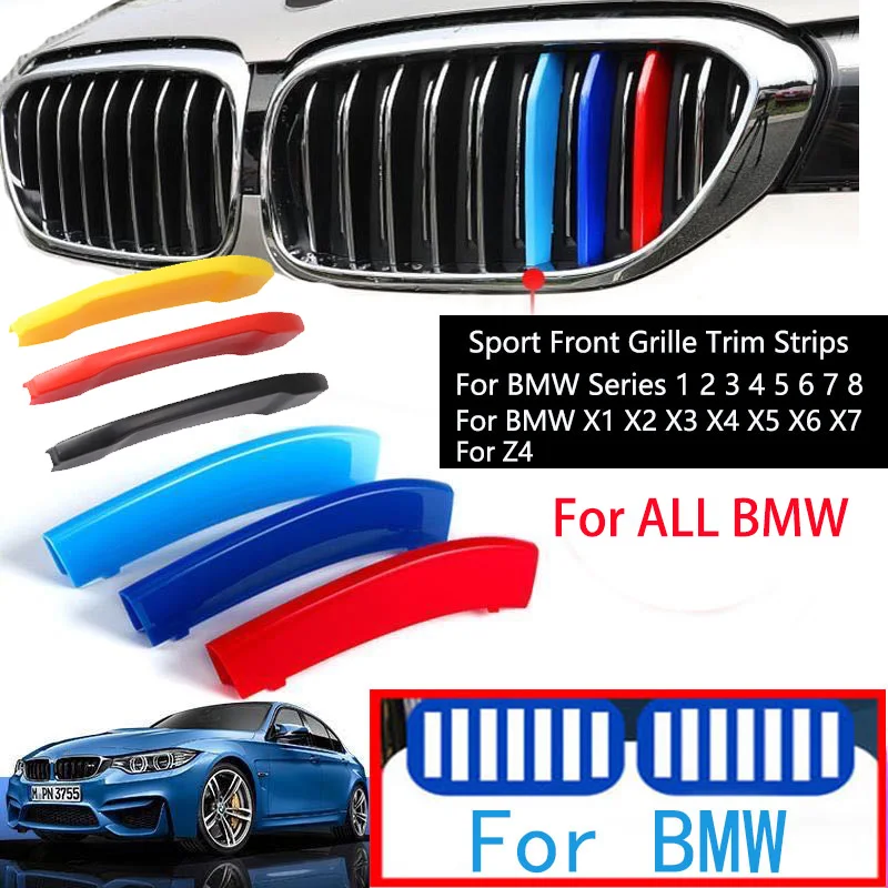 3Pcs 전면 그릴 트림 스트립 BMW 시리즈 1 2 3 4 5 6 7 8 X1 X2 X3 X4 X5 X6 X7 Z4 E46 E90 F30 E60 E81 F20 F45 F36 F10 F48 F25