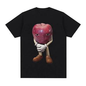 Kaos katun kualitas tinggi pria, 티셔츠 atasan lengan pendek kasual Retro Apple dengan wajah Meme uniseks