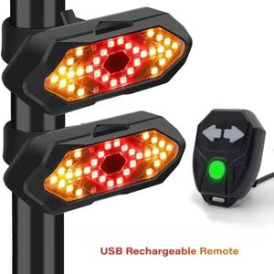 자전거 회전 신호 후면 조명 Led 표시기 USB 충전식 테일 램프 자전거 안전 액세서리에 대 한 원격 제어 경고등
