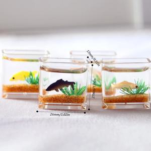 1Pc 인형 수족관 인형 집 미니어처 유리 물고기 탱크 그릇 수족관 인형 집 홈 장식 인형 집 장식 장난감