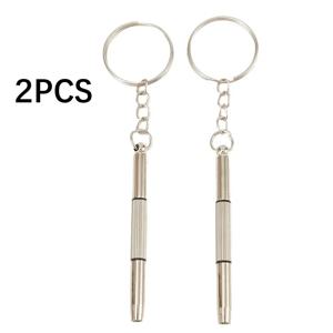 2Pcs 다기능 미니 스크루 드라이버 3in1 슬롯 형 크로스 육각 스크류 드라이버 안경 전화 시계 나사 수리 열쇠 고리 도구