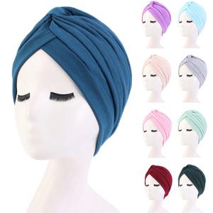 인도 이슬람 여성 터번 코튼 Hijab 보닛 Pleated 모자 탈모 모자 이슬람 스카프 머리 랩 Chemo 모자 Beanies 커버