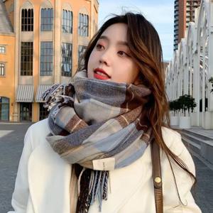 클래식 격자 무늬가있는 스카프 여성 겨울 두꺼운 학생 긴 목도리 연인 목 따뜻하게 유지하기 위해 두껍게