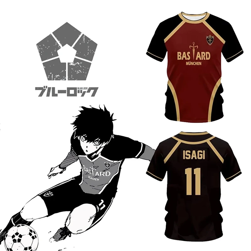 Jersey Futsal Pattern Vl Replika Blue Lock Anime Bastard 뮌헨 여름 남성 및 여성 3Dt 셔츠 캐주얼 스포츠 T 셔츠 탑