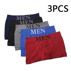 3 개/대 남성용 팬티 속옷 복서 남성용 통기성 복서 솔리드 팬티 편안한 남성 반바지 블랙 블루 속옷