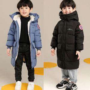 2-10 년 가을 겨울 소년 자켓 솔리드 컬러 롱 스타일 어린이를위한 따뜻한 후드 코트를 유지 어린이 생일 선물